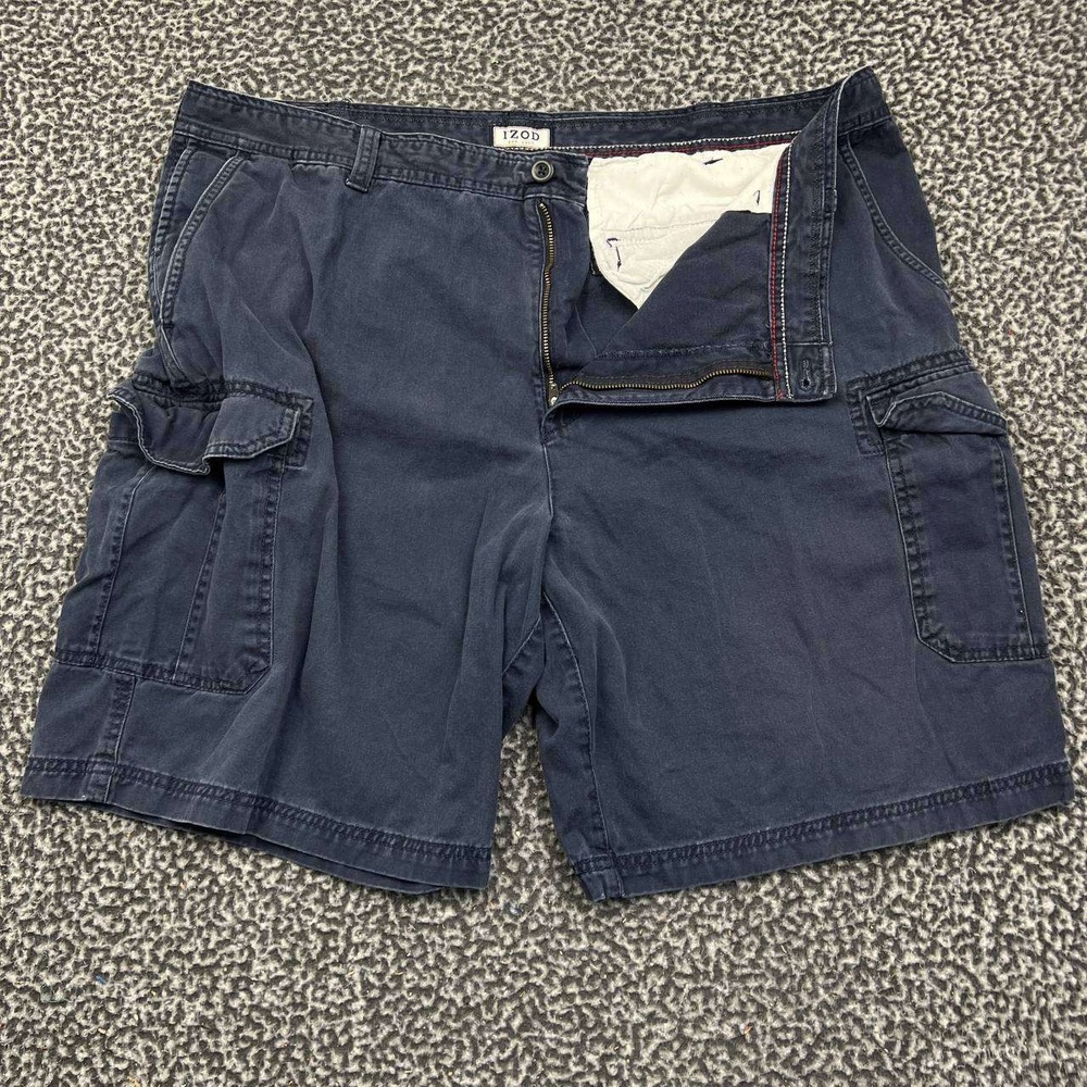 Izod Cargo Shorts Men 42 Navy Blue‎ Pockets Outdoor Cotton